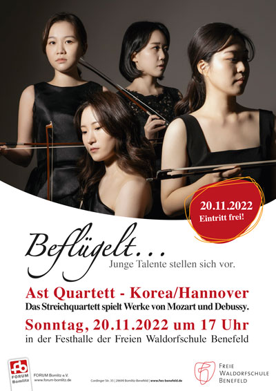 Ast-Quartett spielt Werke von Mozart und Debussy